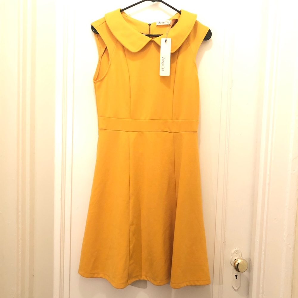 Yellow collared swing dress